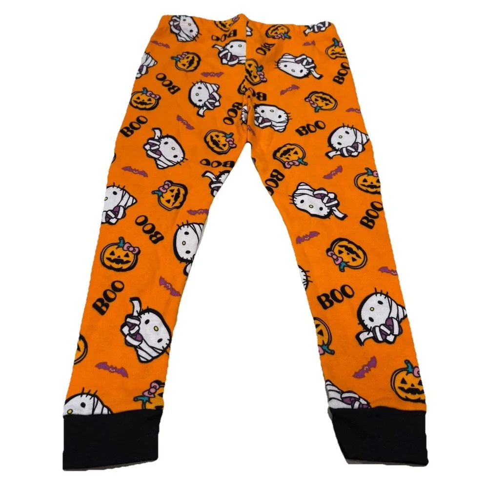 Sanrio Hello Kitty Halloween Pajama Pants‎ Child's Size 4 Orange Black